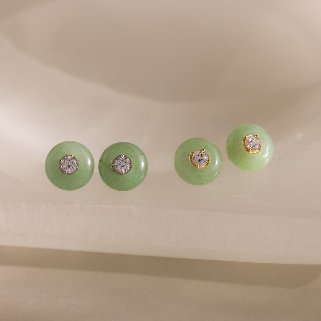Jade Diamond Studs