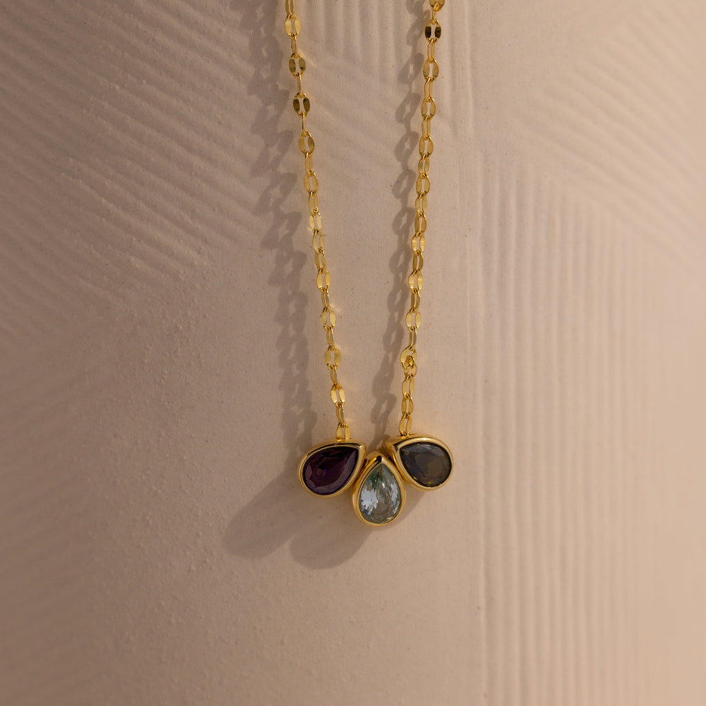 Multiple Teardrop Birthstone Necklace