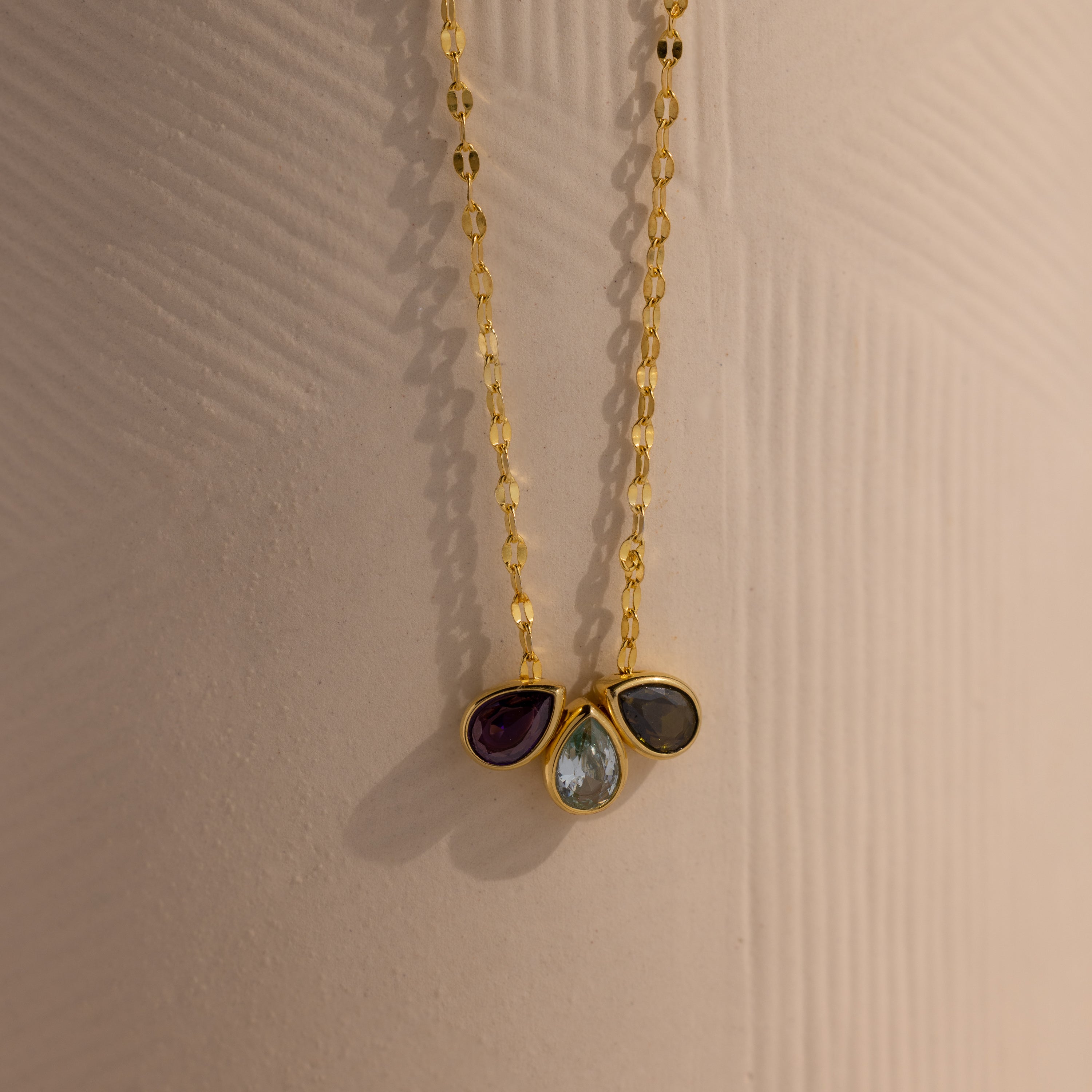 Multiple Teardrop Birthstone Necklace