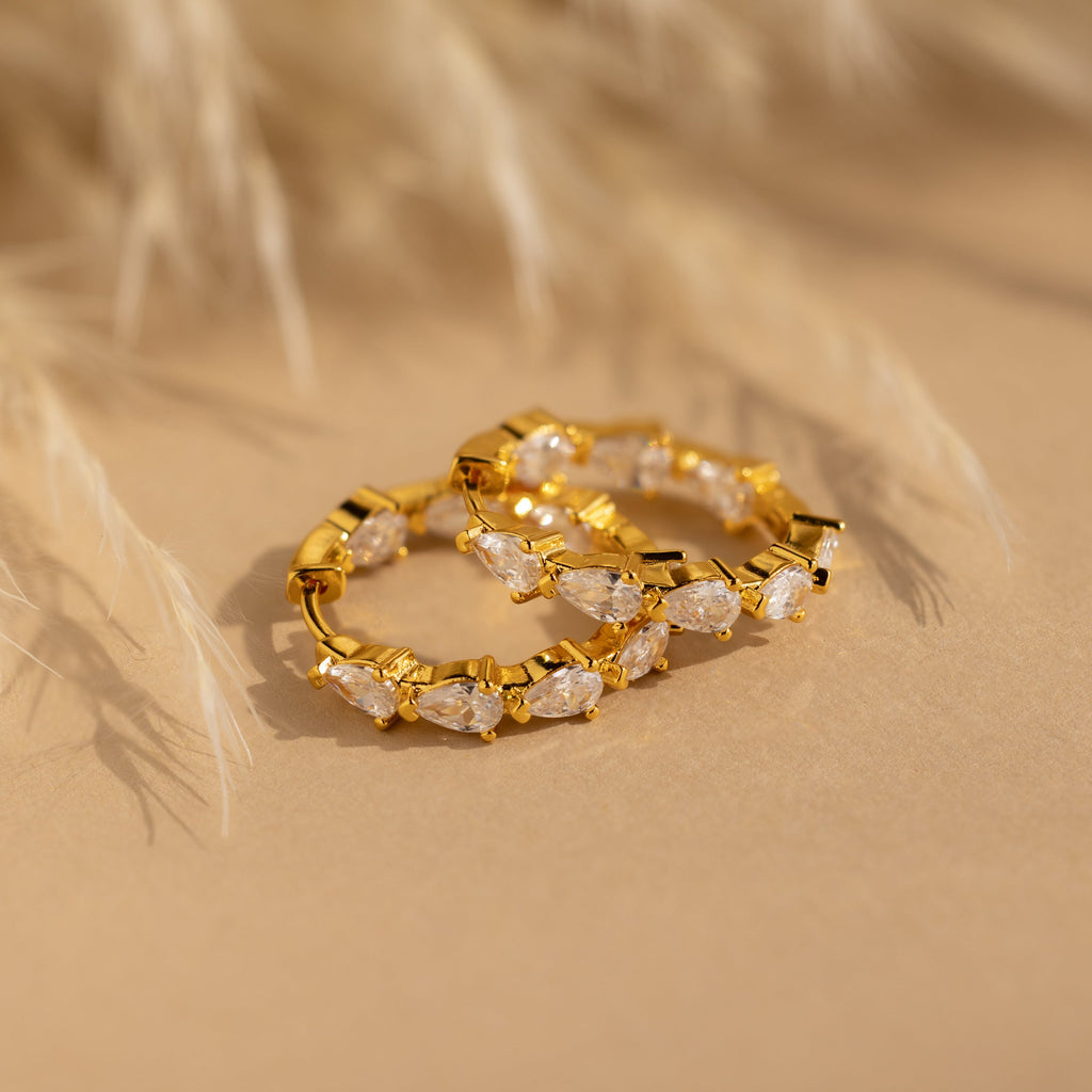 Inside Out Pear Diamond Hoops