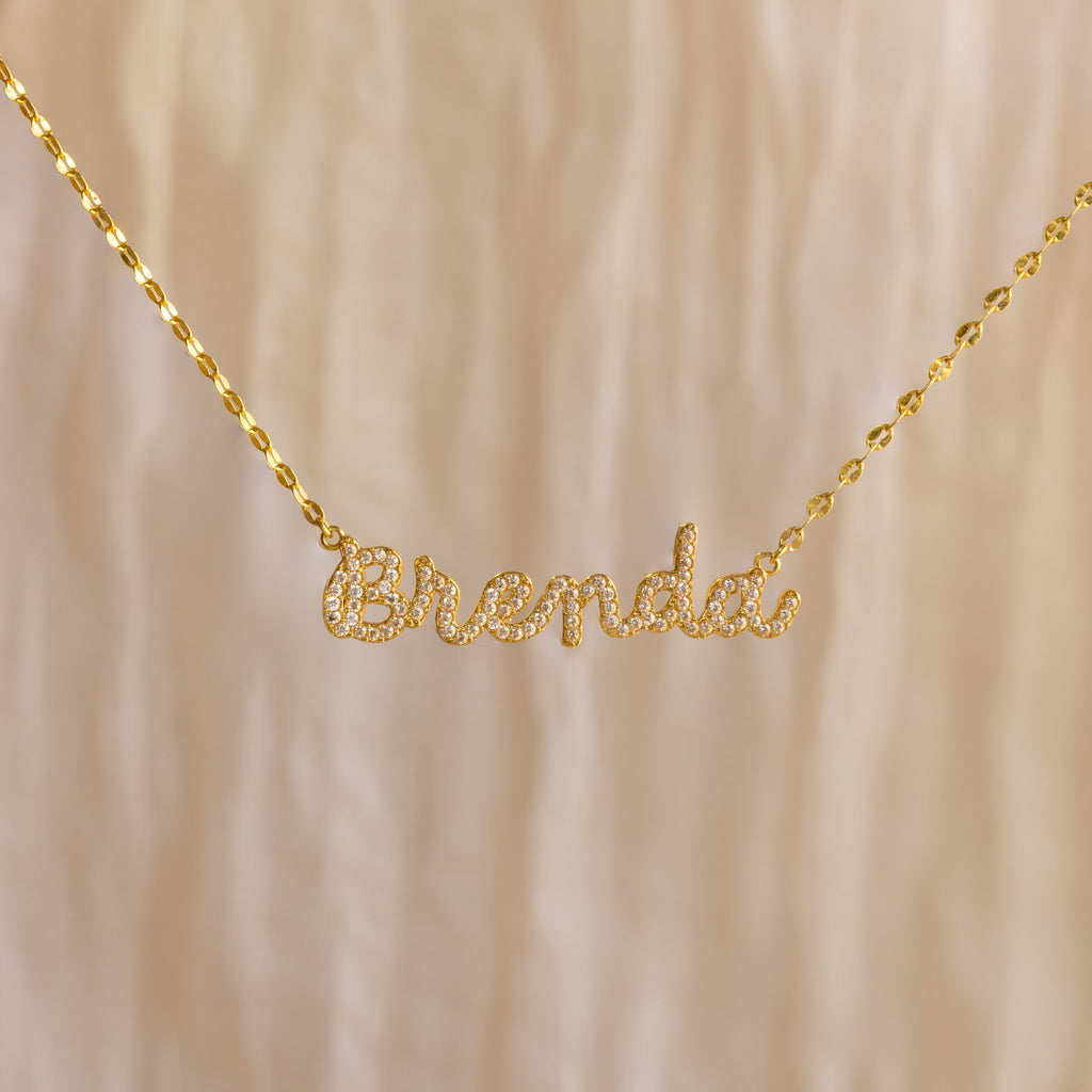 Pave Dream Script Name Necklace