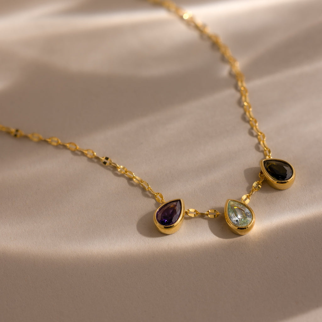 Multiple Teardrop Birthstone Necklace