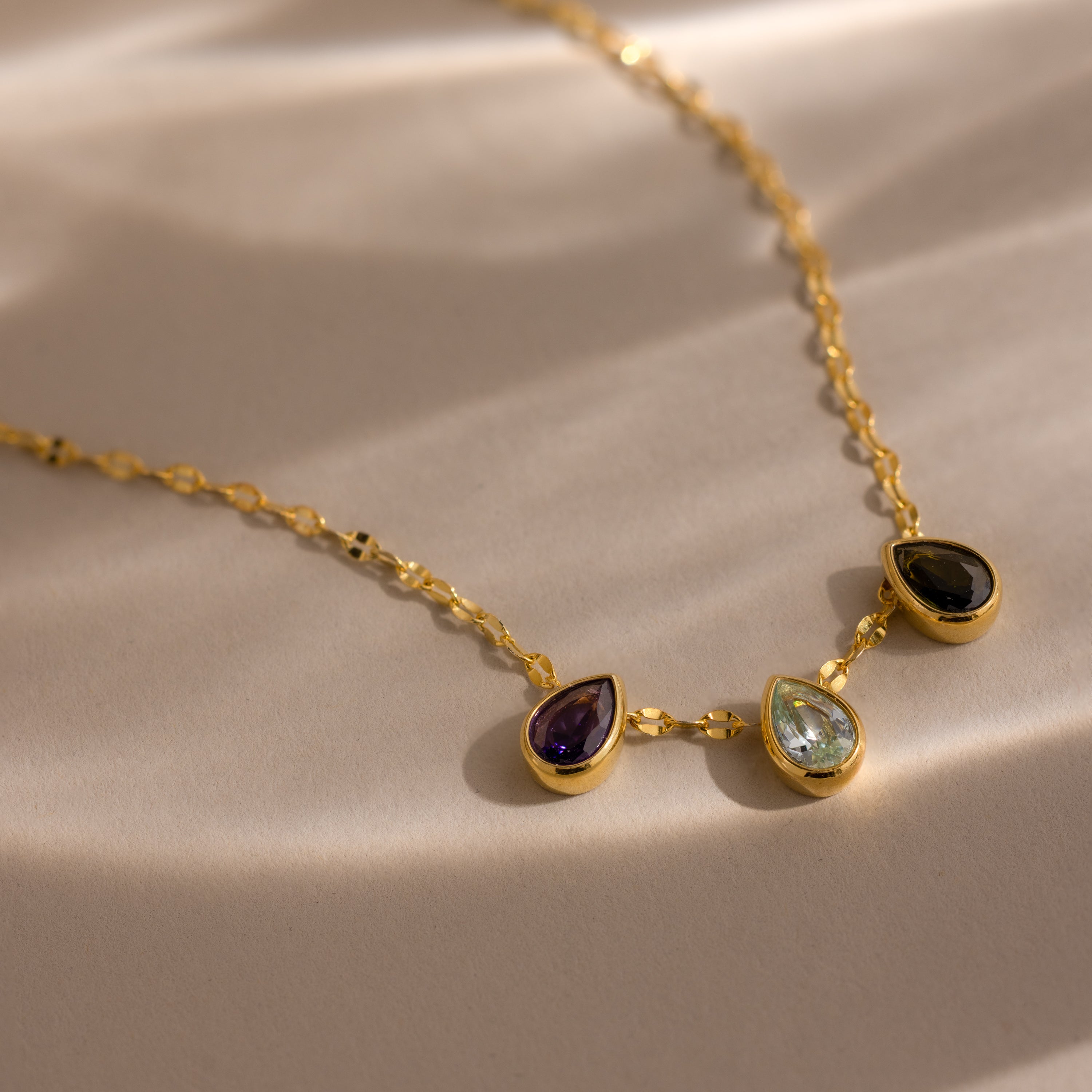 Multiple Teardrop Birthstone Necklace