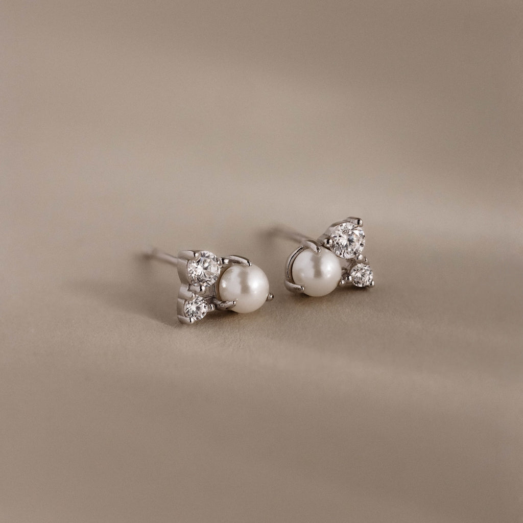 Pearl Diamond Cluster Studs