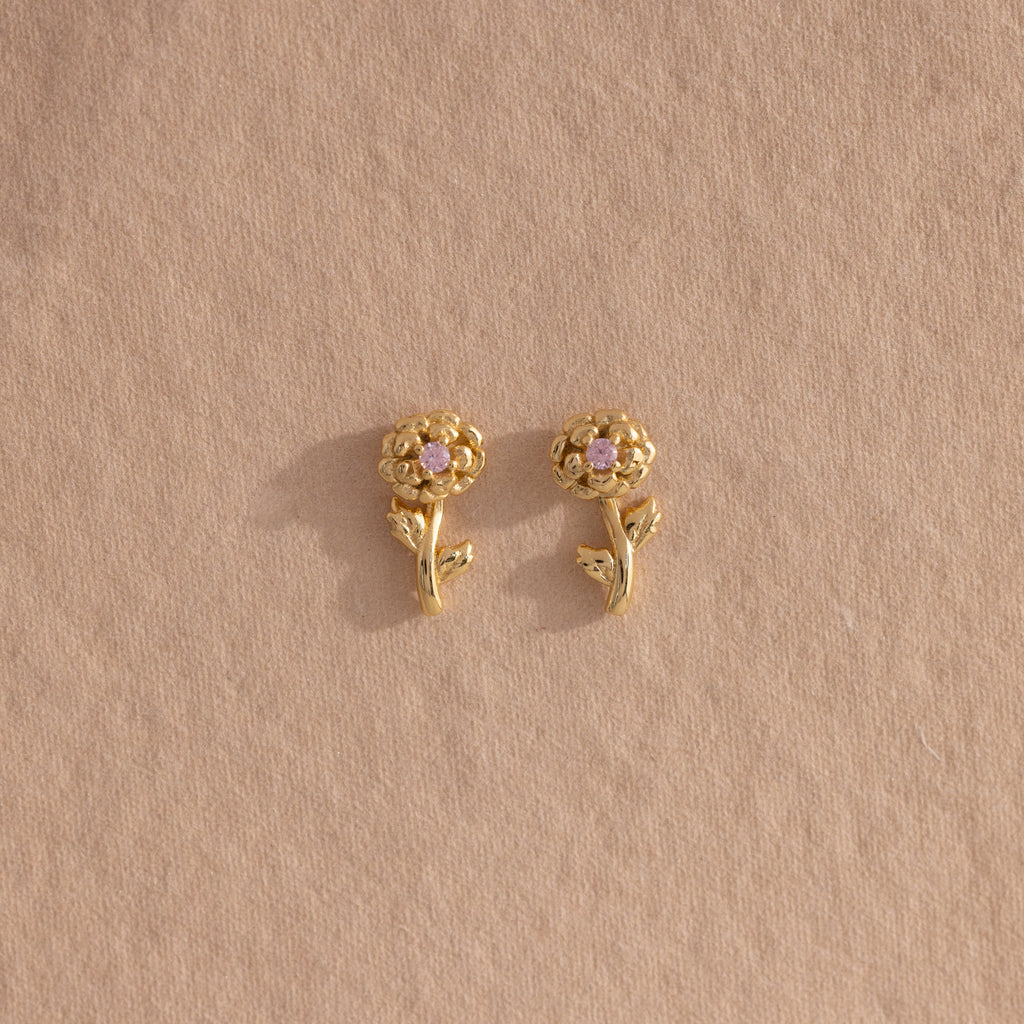 Birth Flower Stud Earrings