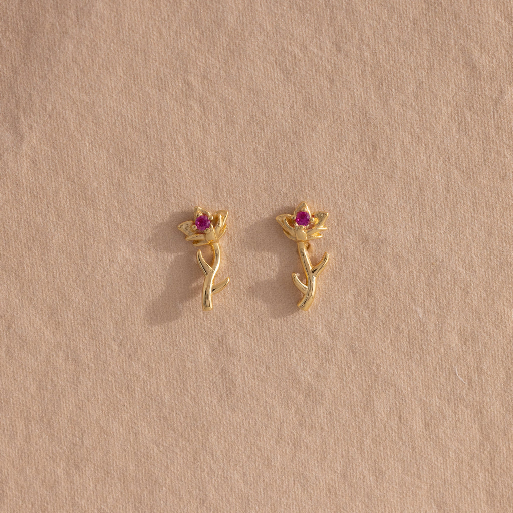Birth Flower Stud Earrings