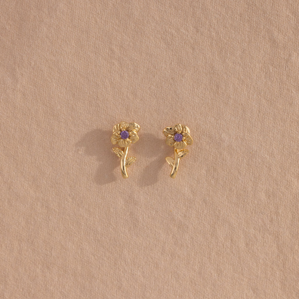 Birth Flower Stud Earrings